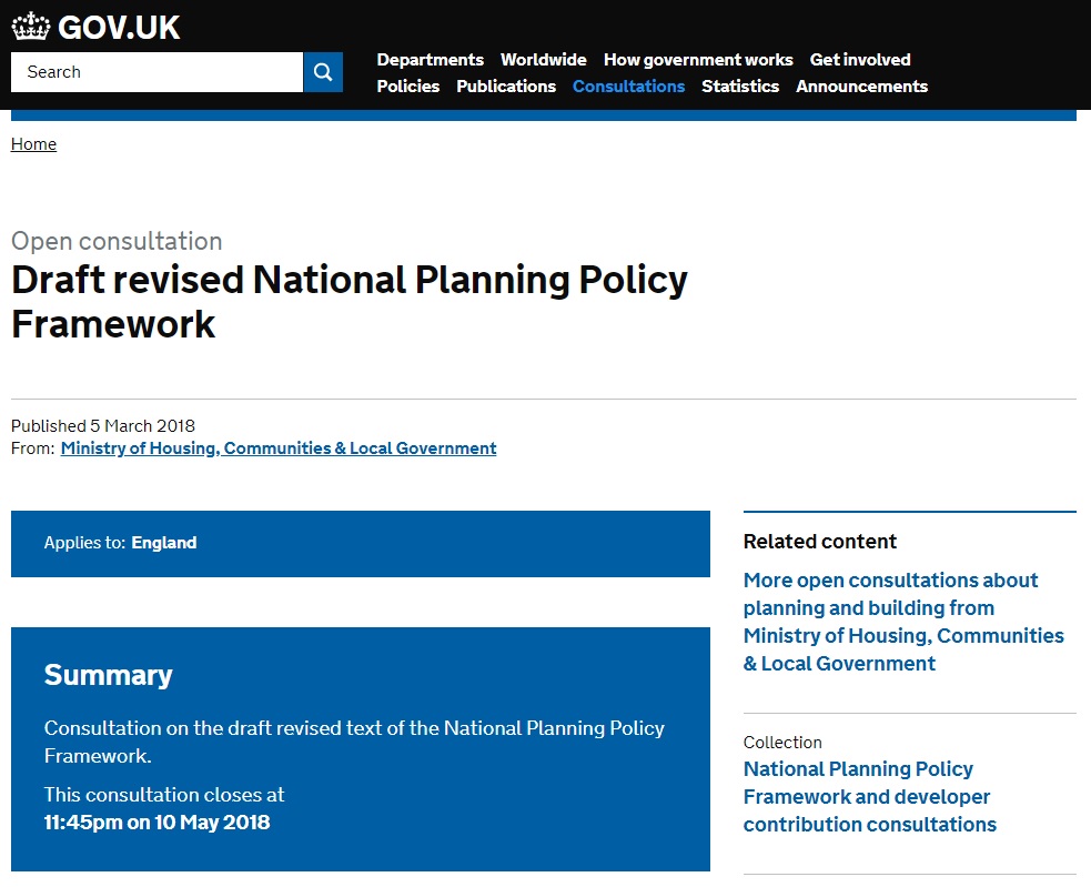 Draft revised NPPF, March 2018 – Flood Risk in Planning