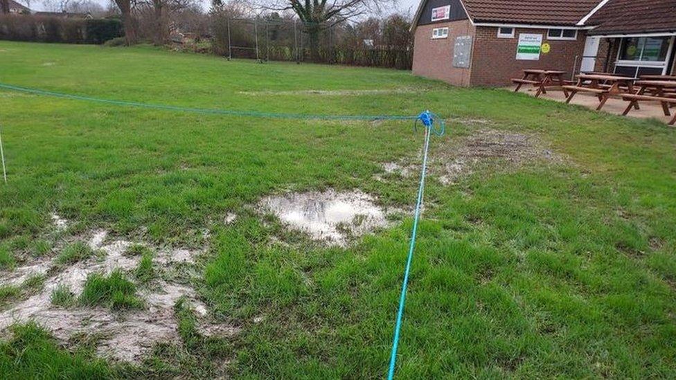 Sewage leaks on an Alfold cricket pitch 