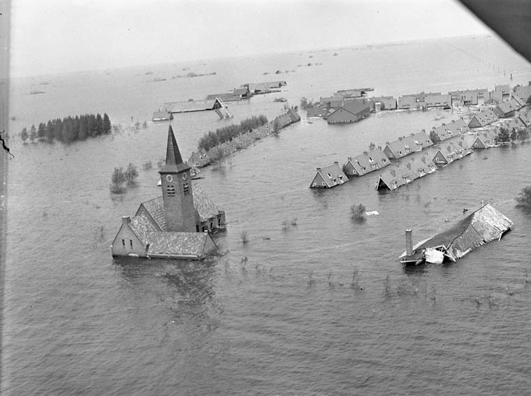 The Wieringermeer polder submerged after its dike was blown, 17 April 1945