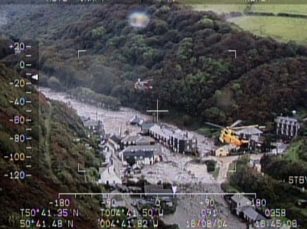 Royal Navy footage of the Boscastle rescue operation