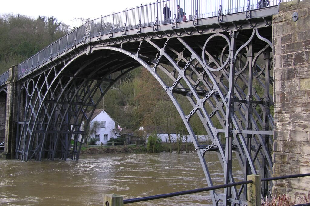 High river levels beneath The Iron Bridge, Ironbridge