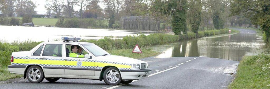 North Yorkshire Police close a flooded road