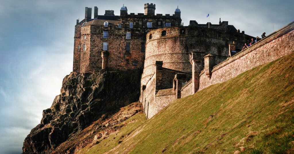 Edinburgh Castle, an elevated site affected by surface water flooding in July 2021