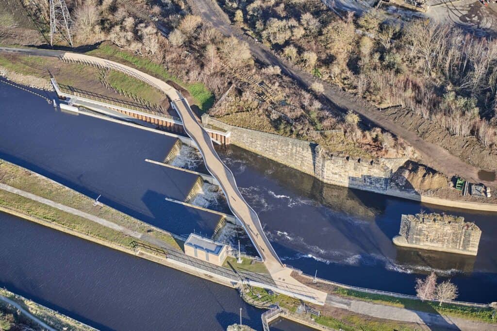 Flood defences on the River Aire forming part of the Leeds Flood Alleviation Scheme