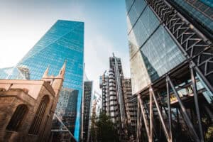City of London insurance district, home to the market behind the insurers NPPF flood risk warning over new homes.
