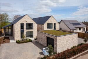 Newly built replacement dwelling on an existing plot, the type of scheme that follows a decision to rebuild a house in a flood zone.
