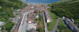 Aerial view of Skinningrove village and its beck, the site of the £13m Skinningrove flood alleviation scheme.