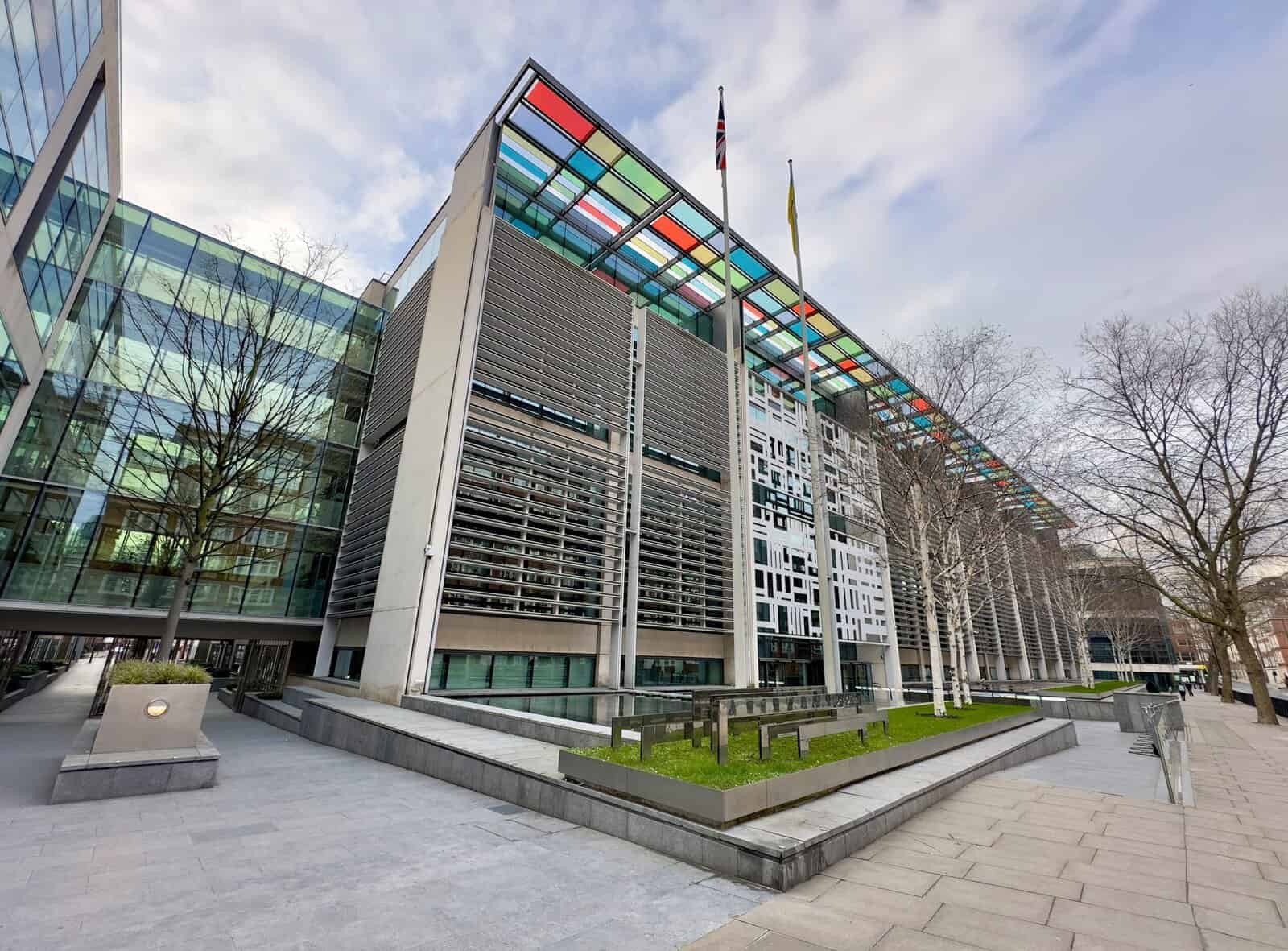 The 2 Marsham Street government complex in Westminster, London, home of Defra's head office, with its coloured glass canopy