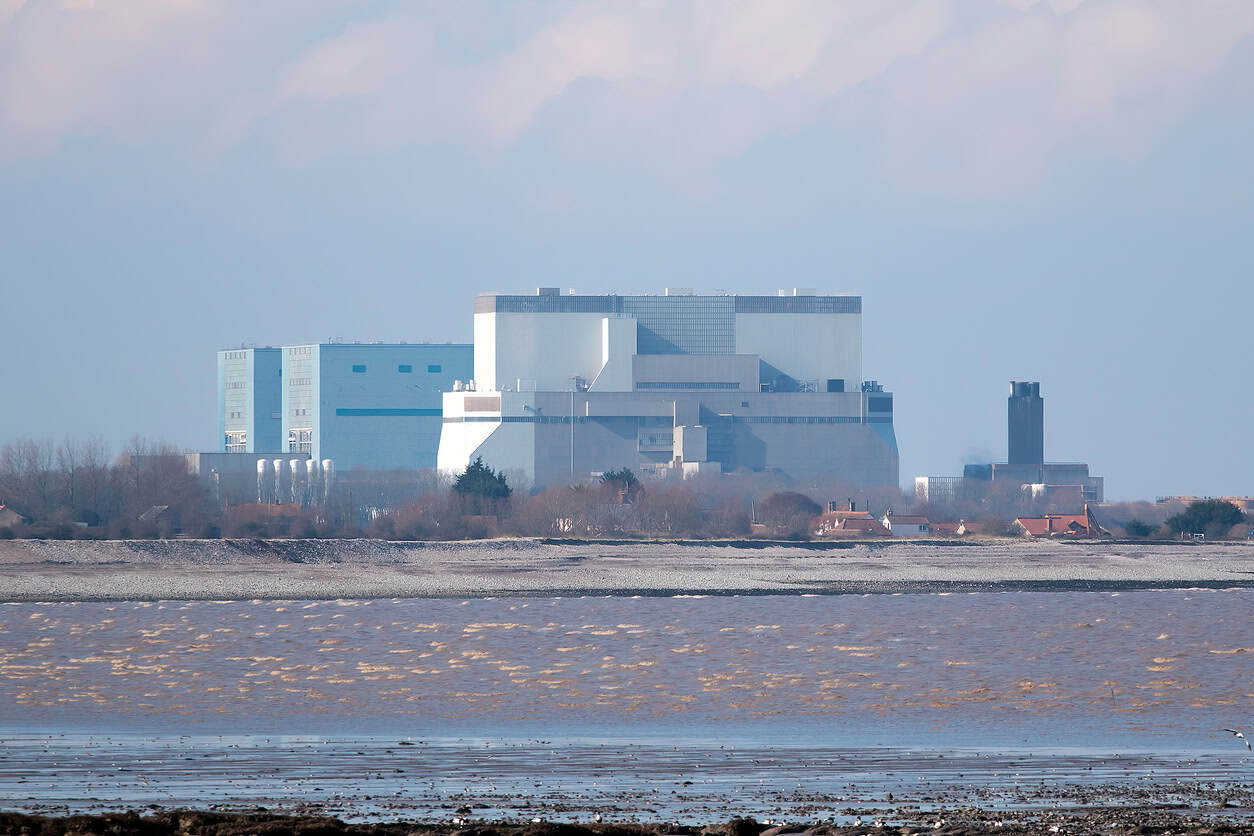 Hinkley Point power station on Bridgwater Bay, the tidal coast whose surges the Bridgwater Tidal Barrier will keep out of the Parrett.